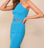 The Kiara Set: Turquoise Halter Midi Skirt Set - MomQueenBoutique