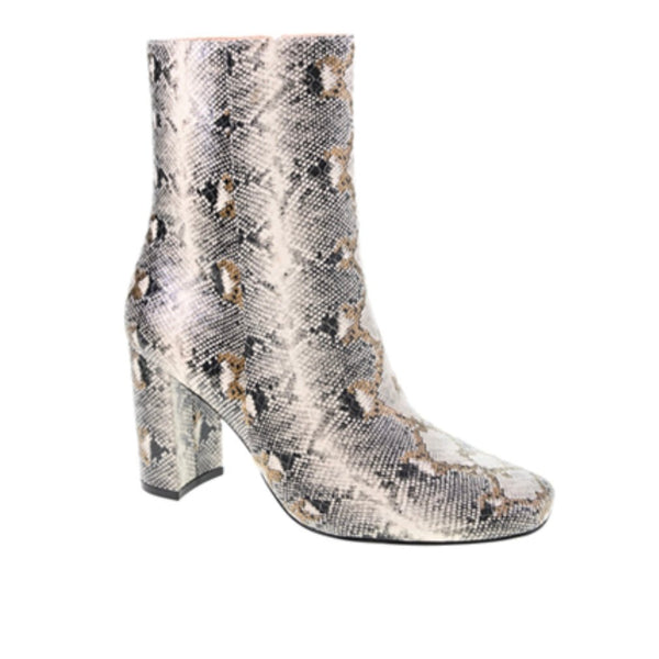 The Kind Quirky Snake Boot: Mid Calf Beige Snake Boot - MomQueenBoutique