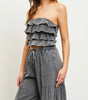 The Leslie Set- Ruffled Top Wide Leg Pant Set - MomQueenBoutique