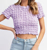 The Lila Top- Geometric Textured Crop Top - MomQueenBoutique