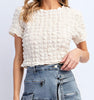 The Lila Top- Geometric Textured Crop Top - MomQueenBoutique