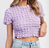 The Lila Top- Geometric Textured Crop Top - MomQueenBoutique