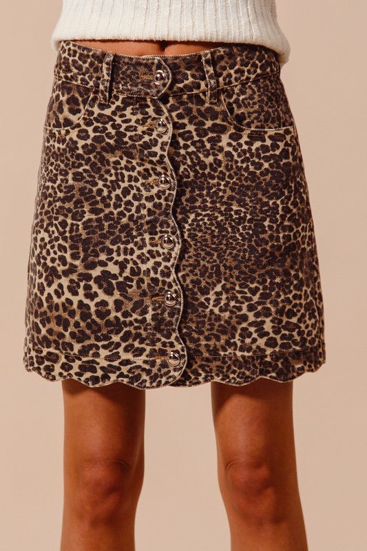 The Linda Skirt: Leopard Denim Skirt - MomQueenBoutique