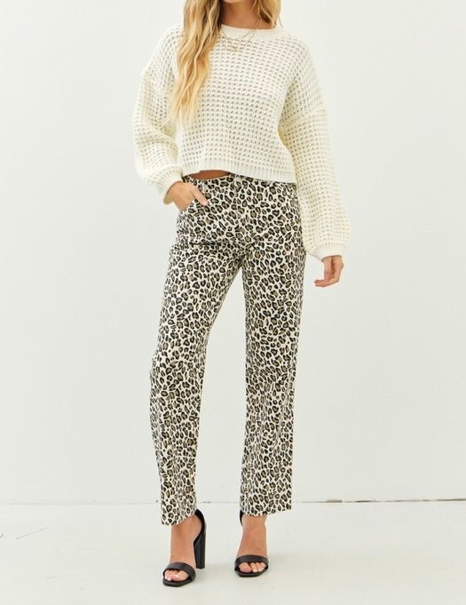 The Liza Pants: Leopard Cheetah Print Denim Pants - MomQueenBoutique