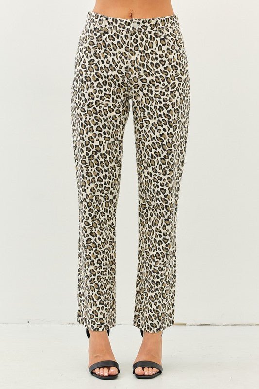 The Liza Pants: Leopard Cheetah Print Denim Pants - MomQueenBoutique