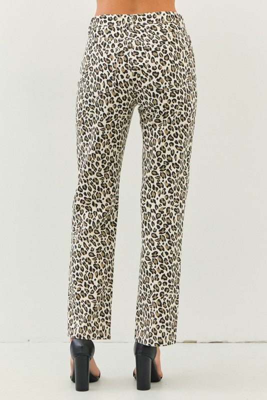 The Liza Pants: Leopard Cheetah Print Denim Pants - MomQueenBoutique