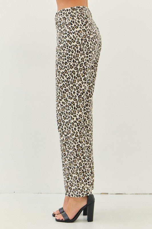 The Liza Pants: Leopard Cheetah Print Denim Pants - MomQueenBoutique