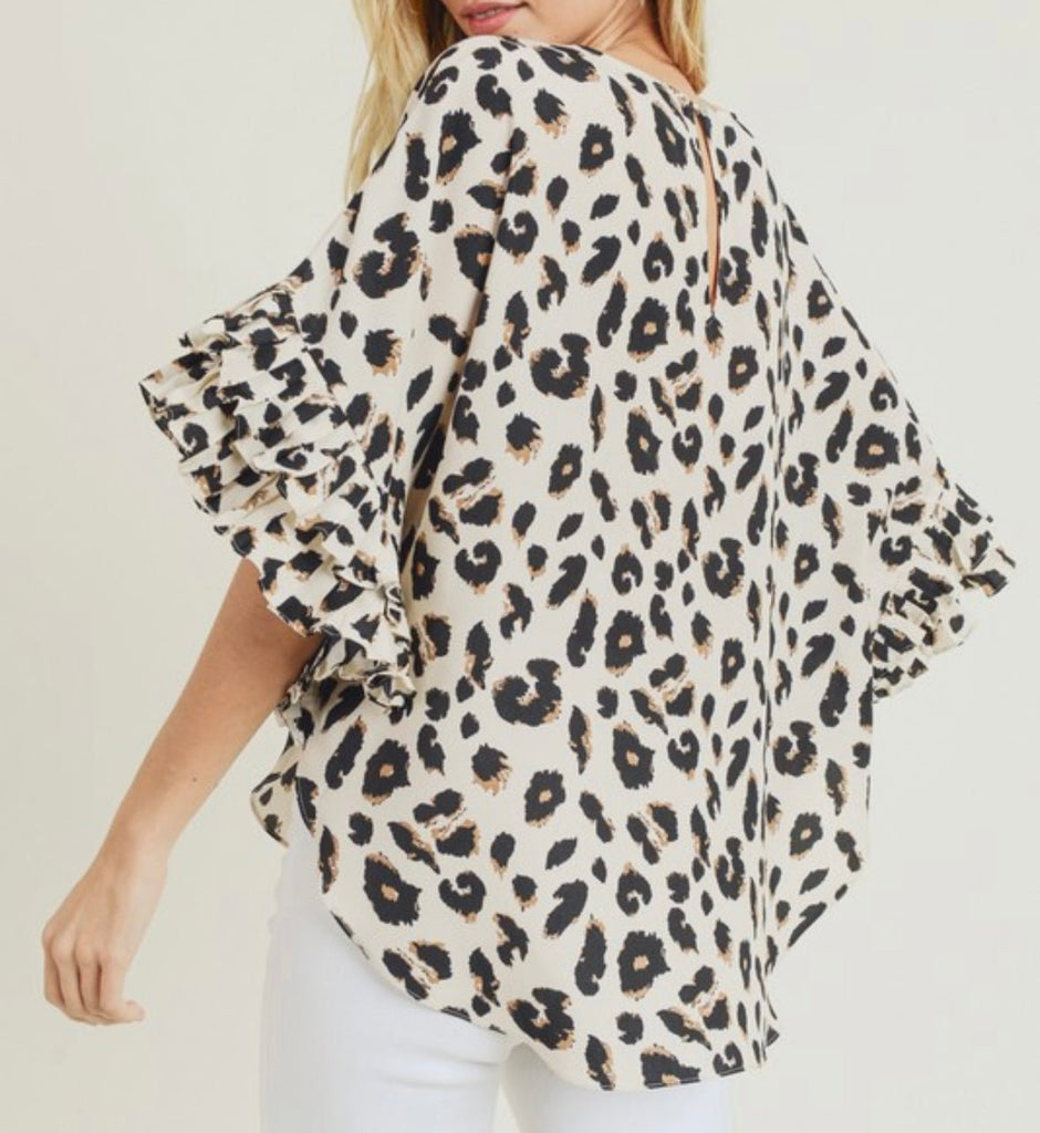 The London Blouse: Leopard Print Ruffle Pleated Blouse - MomQueenBoutique