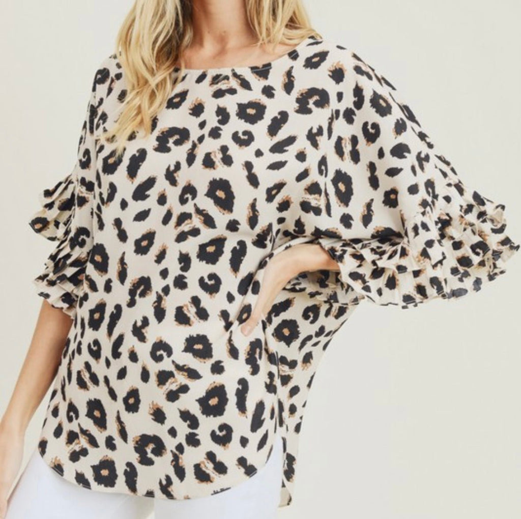 The London Blouse: Leopard Print Ruffle Pleated Blouse - MomQueenBoutique