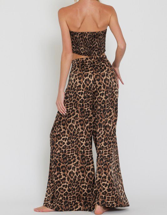 The Lucy Set: Wide Leg Leopard Pant Set - MomQueenBoutique