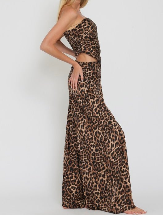 The Lucy Set: Wide Leg Leopard Pant Set - MomQueenBoutique