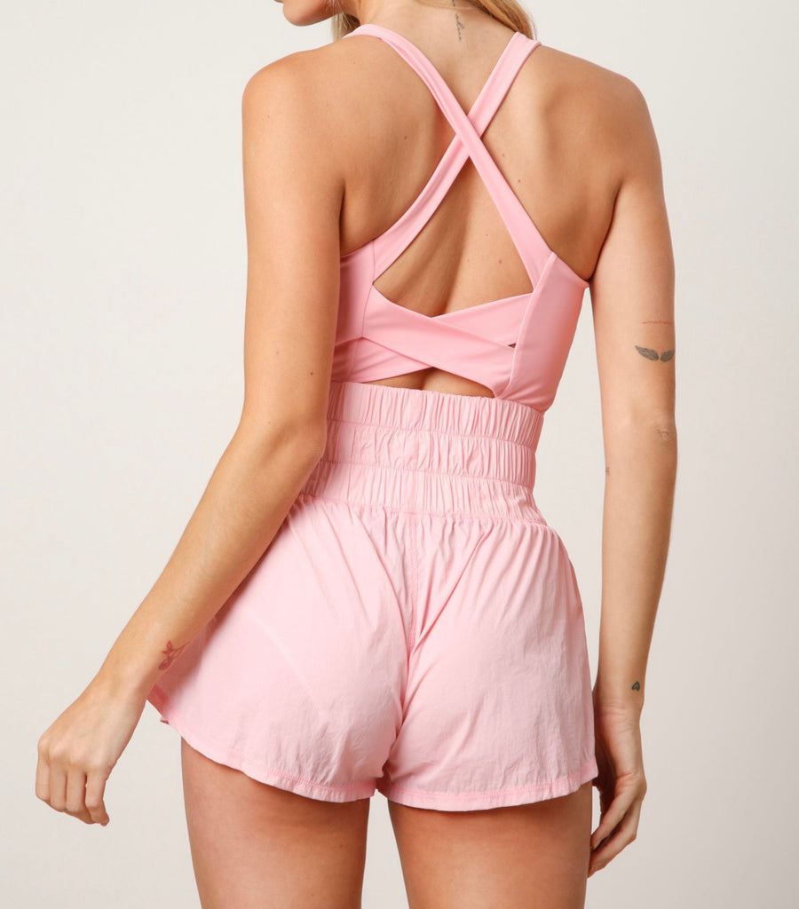 The Lynn Romper: Smocked Chest Sporty Active Romper - MomQueenBoutique