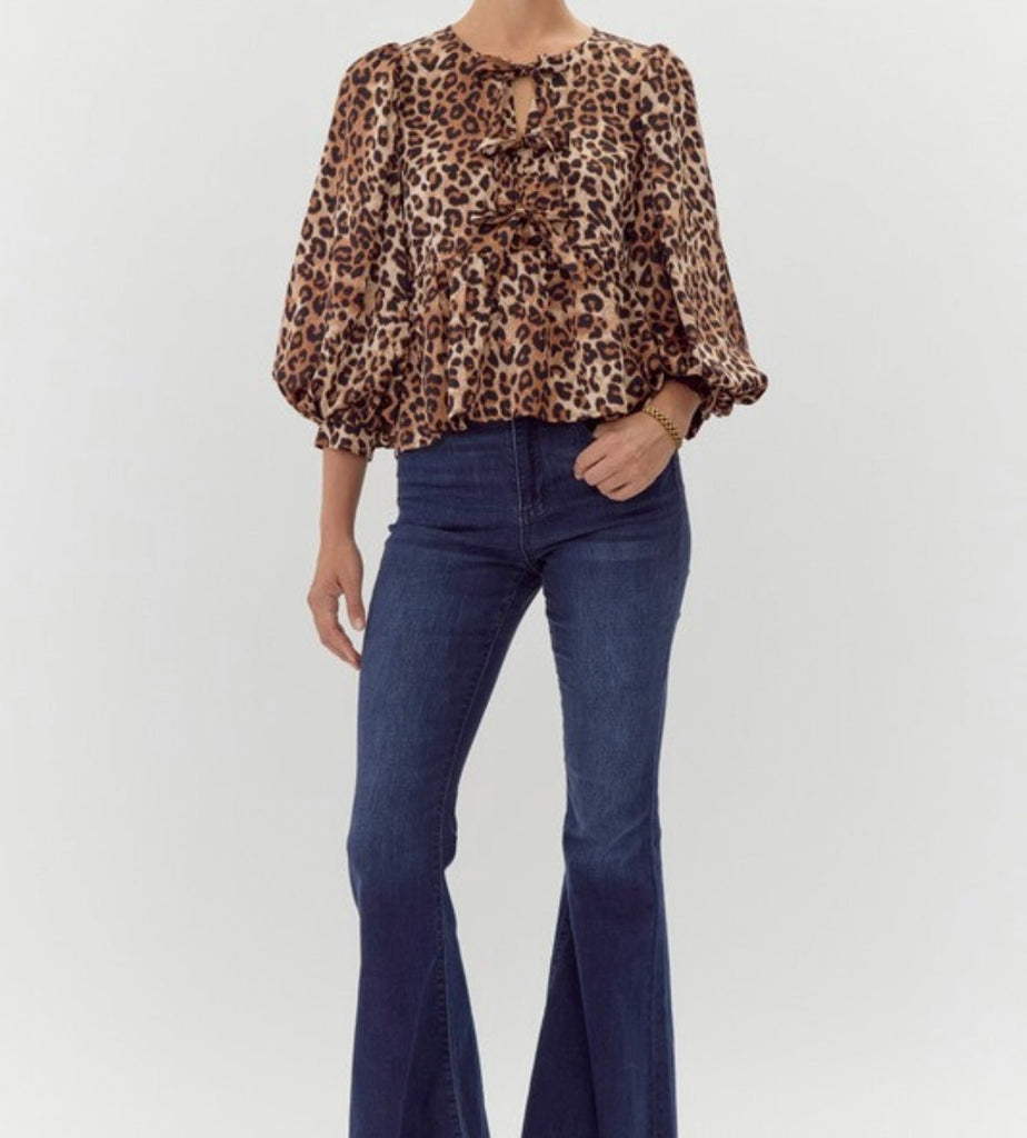 The Mady Blouse: Leopard Print Bow Blouse - MomQueenBoutique