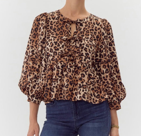 The Mady Blouse: Leopard Print Bow Blouse - MomQueenBoutique