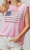 The Make America Pink Sweater: Sleeveless Pink American Flag Sweater - MomQueenBoutique