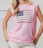 The Make America Pink Sweater: Sleeveless Pink American Flag Sweater - MomQueenBoutique