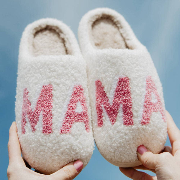 The Mama Slippers: Pink Mothers Day Slippers - MomQueenBoutique