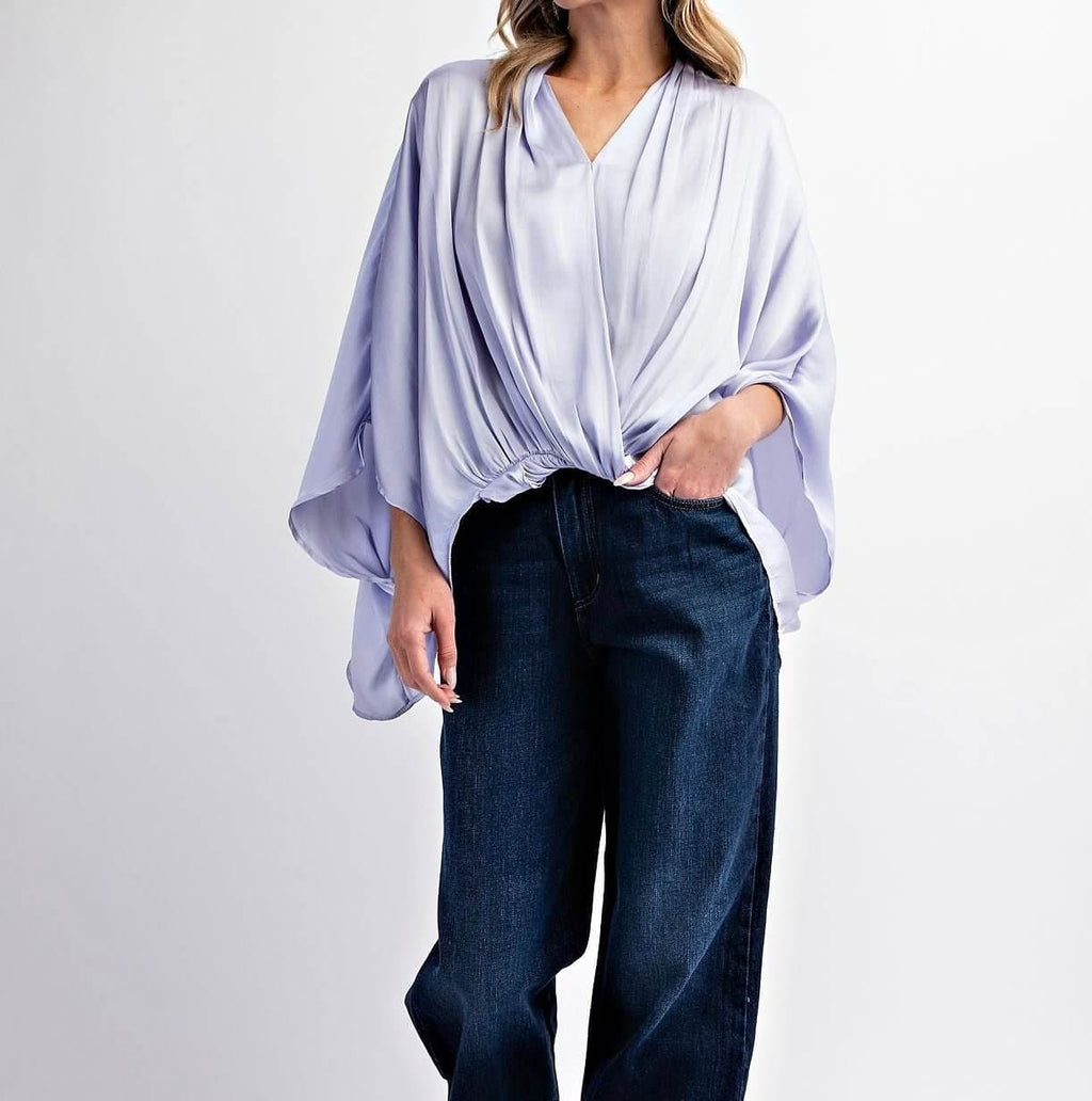 The Margaret Blouses: Surplice Satin Blouse - MomQueenBoutique