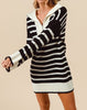 The Marley Sweater Dress: Black & White Striped Sweater Dress - MomQueenBoutique