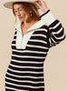 The Marley Sweater Dress: Black & White Striped Sweater Dress - MomQueenBoutique