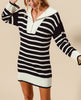 The Marley Sweater Dress: Black & White Striped Sweater Dress - MomQueenBoutique