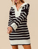 The Marley Sweater Dress: Black & White Striped Sweater Dress - MomQueenBoutique