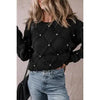 The Melanie Sweater: Black Sweater White White Pearls - MomQueenBoutique