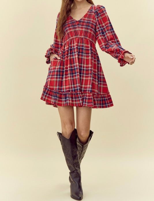 The Merry Dress: Red Plaid Holiday Christmas Dress - MomQueenBoutique