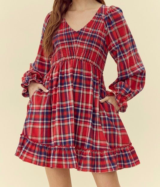 The Merry Dress: Red Plaid Holiday Christmas Dress - MomQueenBoutique