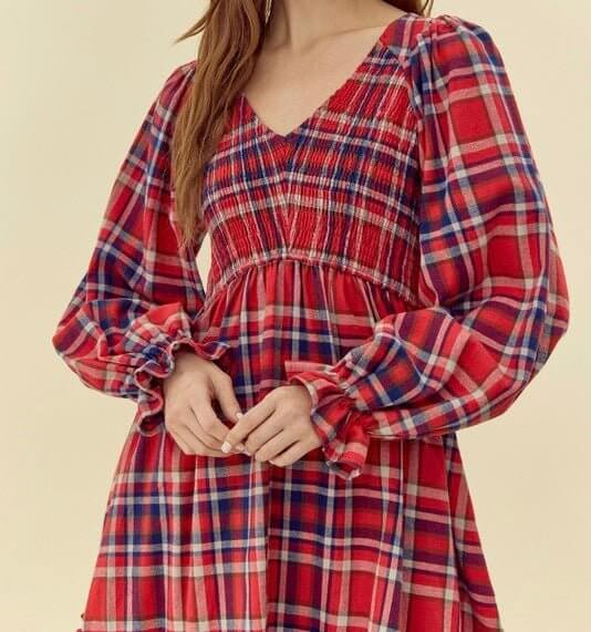 The Merry Dress: Red Plaid Holiday Christmas Dress Large