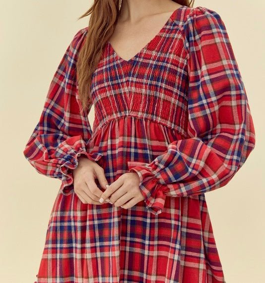 The Merry Dress: Red Plaid Holiday Christmas Dress - MomQueenBoutique