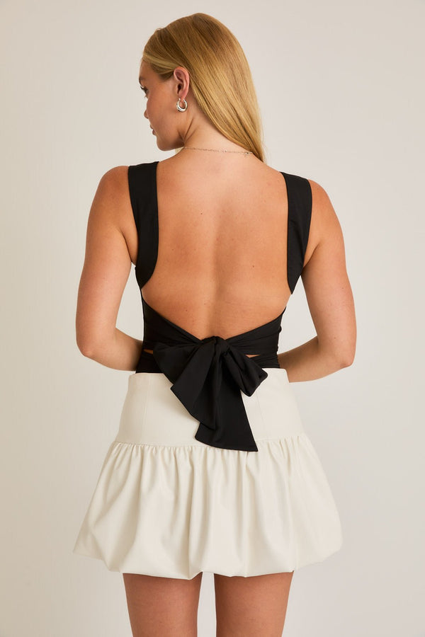 The Missy Bodysuits: Open Back Bow Wide Strap Bodysuit - MomQueenBoutique