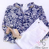 The Nancy Blouse: Navy Floral Blouse - MomQueenBoutique