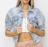 The Ollie Shirt Jacket: Denim Cropped Shacket - MomQueenBoutique