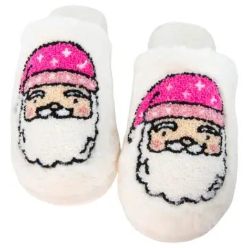 The Pinkmas Santa Slippers: Pink Santa Sherpa Slippers - MomQueenBoutique