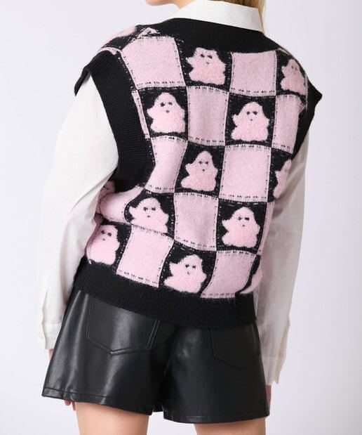 The Pinky - Boo Sweater Vest: 3D Yarn Ghost Halloween Sweater - MomQueenBoutique