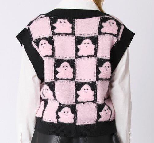The Pinky - Boo Sweater Vest: 3D Yarn Ghost Halloween Sweater - MomQueenBoutique