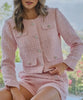 The Presby Jacket: Pink Tweed Jacket With Jeweled Buttons - MomQueenBoutique