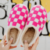 The Pretty In Pink Checkers Slippers: Pink Checkered Pattern Slippers - MomQueenBoutique