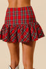 The Pretty In Plaid Mini Skirt: Christmas Plaid Riffled Mini Skirt - MomQueenBoutique