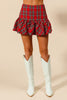 The Pretty In Plaid Mini Skirt: Christmas Plaid Riffled Mini Skirt - MomQueenBoutique