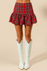 The Pretty In Plaid Mini Skirt: Christmas Plaid Riffled Mini Skirt - MomQueenBoutique