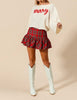 The Pretty In Plaid Mini Skirt: Christmas Plaid Riffled Mini Skirt - MomQueenBoutique