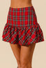 The Pretty In Plaid Mini Skirt: Christmas Plaid Riffled Mini Skirt - MomQueenBoutique