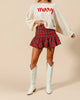 The Pretty In Plaid Mini Skirt: Christmas Plaid Riffled Mini Skirt - MomQueenBoutique