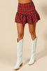 The Pretty In Plaid Mini Skirt: Christmas Plaid Riffled Mini Skirt - MomQueenBoutique