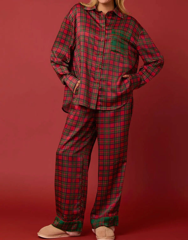 The Pretty In Plaid Pajamas: Plaid Christmas Pajama Set - MomQueenBoutique