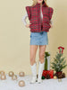 The Pretty In Plaid Puffer Vest: Red Christmas Plaid Ruffled Vest - MomQueenBoutique