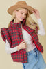 The Pretty In Plaid Puffer Vest: Red Christmas Plaid Ruffled Vest - MomQueenBoutique