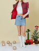 The Pretty In Plaid Puffer Vest: Red Christmas Plaid Ruffled Vest - MomQueenBoutique